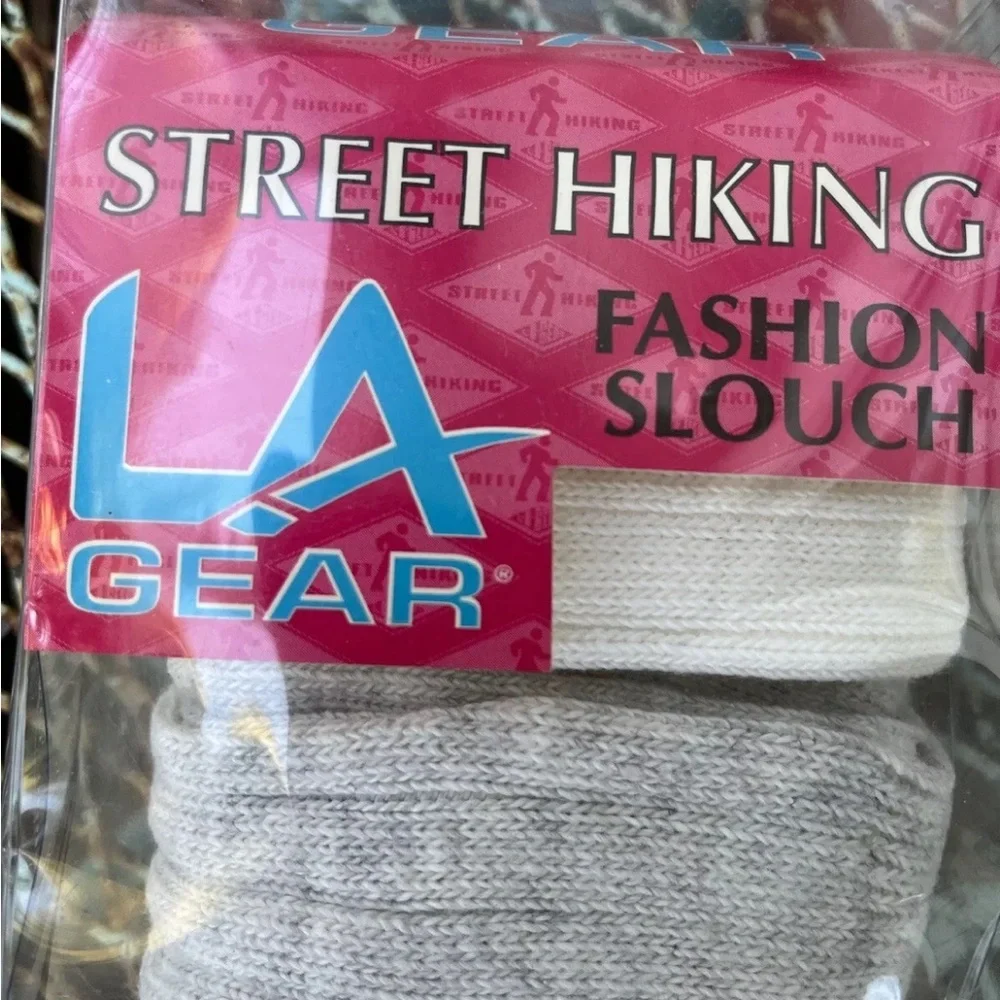 LA Gear Street Fashion Slouch Socks 3 Pr White Black Heather Gray Vintage 90s